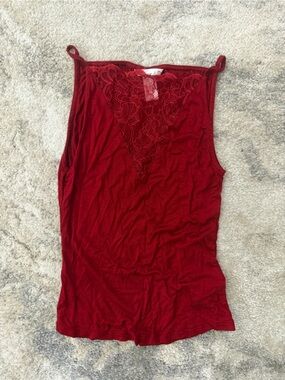 H&M Red Tank Top with Lace Trim